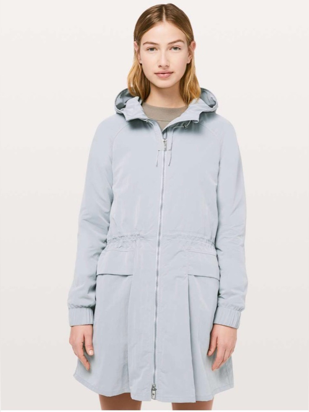 Lululemon Pack & Glyde Jacket Size 6 Silver Drop Grey Hooded Zip Utility Jacket